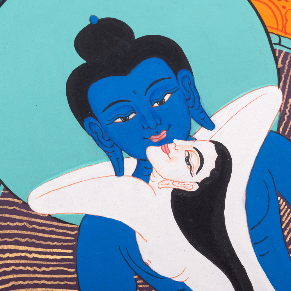 〔習作〕タンカ - 歓喜仏(ヤブユム像)[40cm x 30cm]2枚目の説明写真です