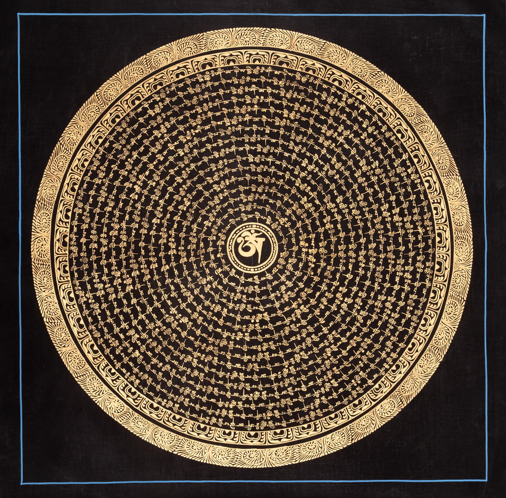 〔一点物〕タンカ - オーン種子曼荼羅[56cm x 56cm]1枚目の説明写真です