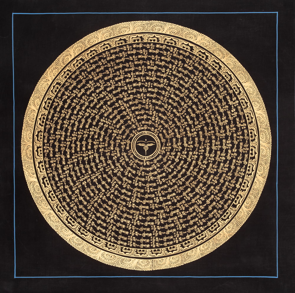 〔一点物〕タンカ - ブッダアイ種子曼荼羅[56cm x 56cm]1枚目の説明写真です