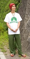 シンプル無地のリラックスパンツ 【グリーン】の個別写真
