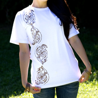 ドロップリーフ ウッドブロックプリントTシャツの個別写真