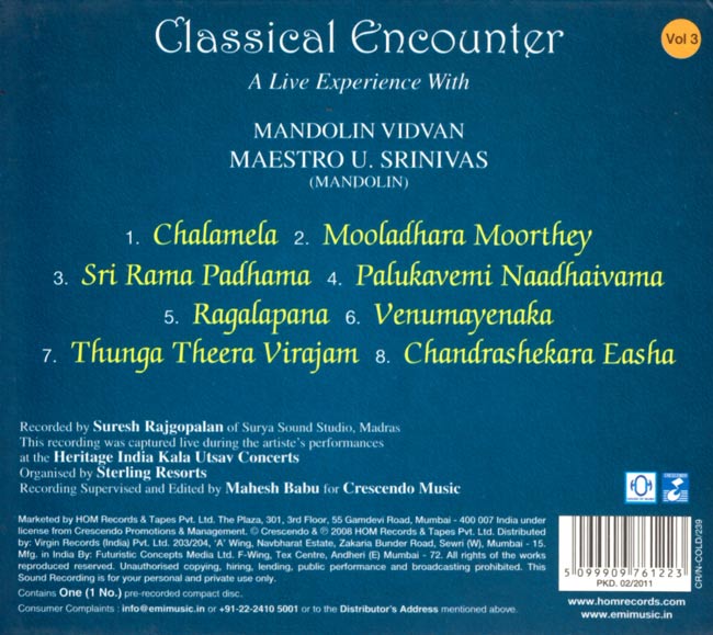 Classical Encounter - A live Experience With U.SRINIVAS Vol.3 2 - 