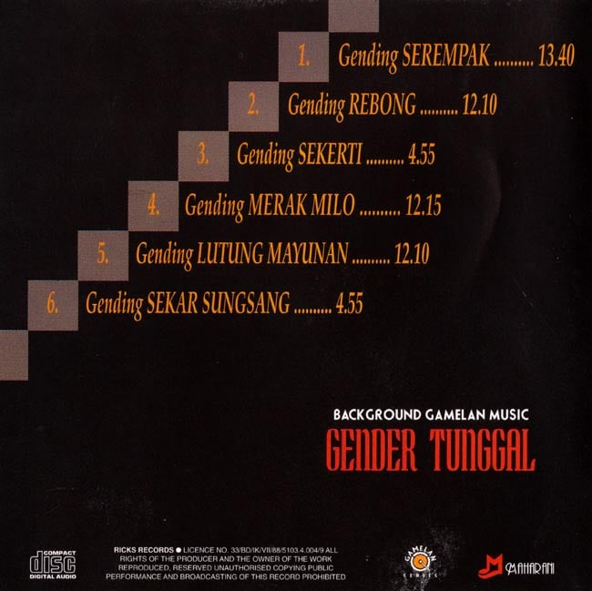 BACKGROUND GAMELAN MUSIC　GENDER TUNGGAL 2 - 