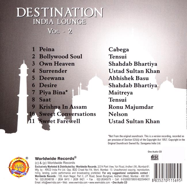 Destination India Lounge Vol-2[CD] 2 - 