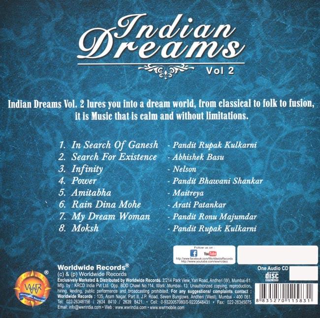 Indian Dreams Vol. 2[CD] 2 - 裏面には曲名があります