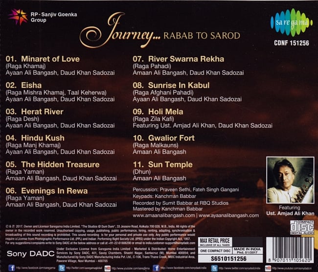 Journey...RABAB TO SAROD[CD] 2 - ジャケットの裏面です