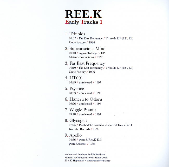 REE.K - Early Tracks 1[CD] 2 - ジャケットの裏面です