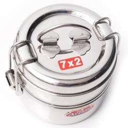 2段インド弁当箱 【直径:約11.5cm 高さ:約10cm】 - 7x2 - サブ2