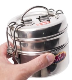 2段インド弁当箱 【直径:約11.5cm 高さ:約10cm】 - 7x2 - サブ3