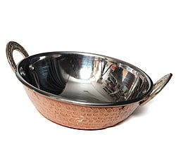 槌目銅装飾仕上げのステンレスカダイ[装飾持ち手付]サービングパン　食器・お皿〔約15.5cm〕 - サブ2