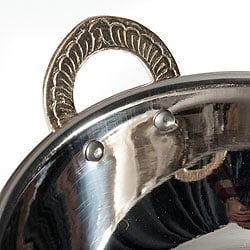 槌目銅装飾仕上げのステンレスカダイ[装飾持ち手付]サービングパン　食器・お皿〔約15.5cm〕 - サブ3