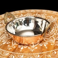 槌目銅装飾仕上げのステンレスカダイ[装飾持ち手付]サービングパン　食器・お皿〔約13cm 約360ml〕