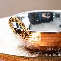 槌目銅装飾仕上げのステンレスカダイ[装飾持ち手付]サービングパン　食器・お皿（直径：約18cm） - サブ4