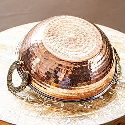 槌目銅装飾仕上げのステンレスカダイ[装飾持ち手付]サービングパン　食器・お皿（直径：約18cm） - サブ5