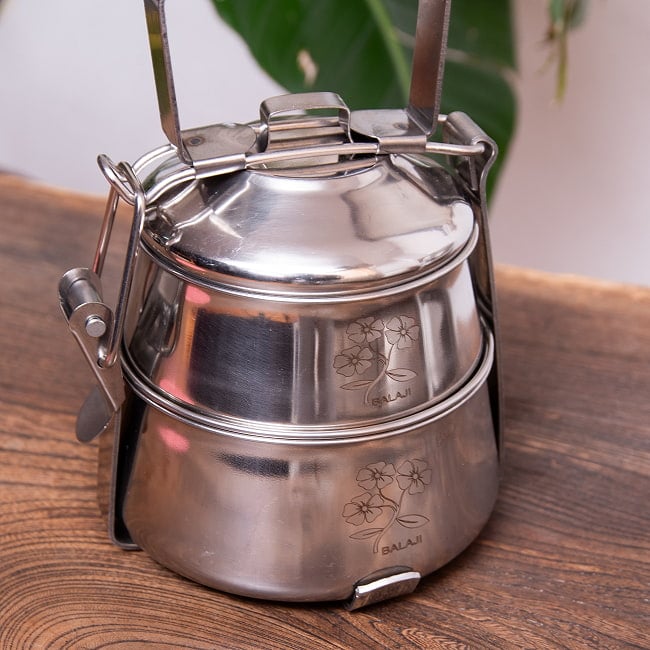 【2段】インドの弁当箱[18cm] 11 - 【No.3：プレーンに花模様】はこちら