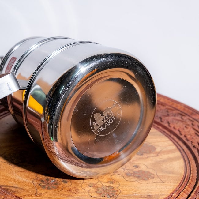 【3段】インドの弁当箱[約22cm] 10 - No.2：底面ロゴあり