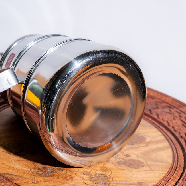 【3段】インドの弁当箱[約22cm] 9 - No.1：底面ロゴなし