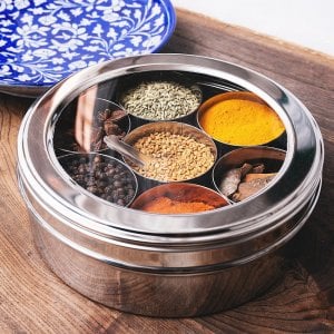 中が見える円形スパイスボックス[20.5cm]　蓋シースルータイプ　スパイスケース(ID-TBLWR-231)