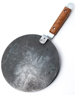 鋼鉄製のチャパティパン[木の把手付き] - サブ2