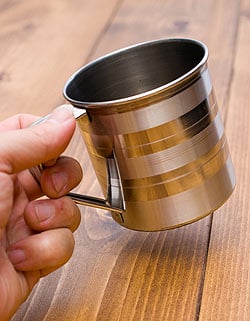ステンレスの取手付コーヒーカップ [小:8cm×8.4cm 約500ml] - サブ4