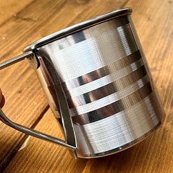 ステンレスの取手付コーヒーカップ [小:8cm×8.4cm 約500ml] - サブ5