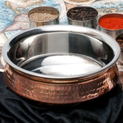 美しい槌目銅装飾仕上げ カダイ（直径：約20cm）の商品写真