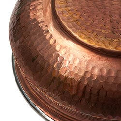 [インド品質・凹みあり]美しい槌目銅装飾仕上げ カダイ（直径：約23cm） - サブ5