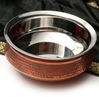 美しい槌目銅装飾仕上げ カダイ(直径:約23.5cm)