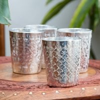 【1点アソート】タイの飾りつきエンボス・アルミコップ(直径:7cm)