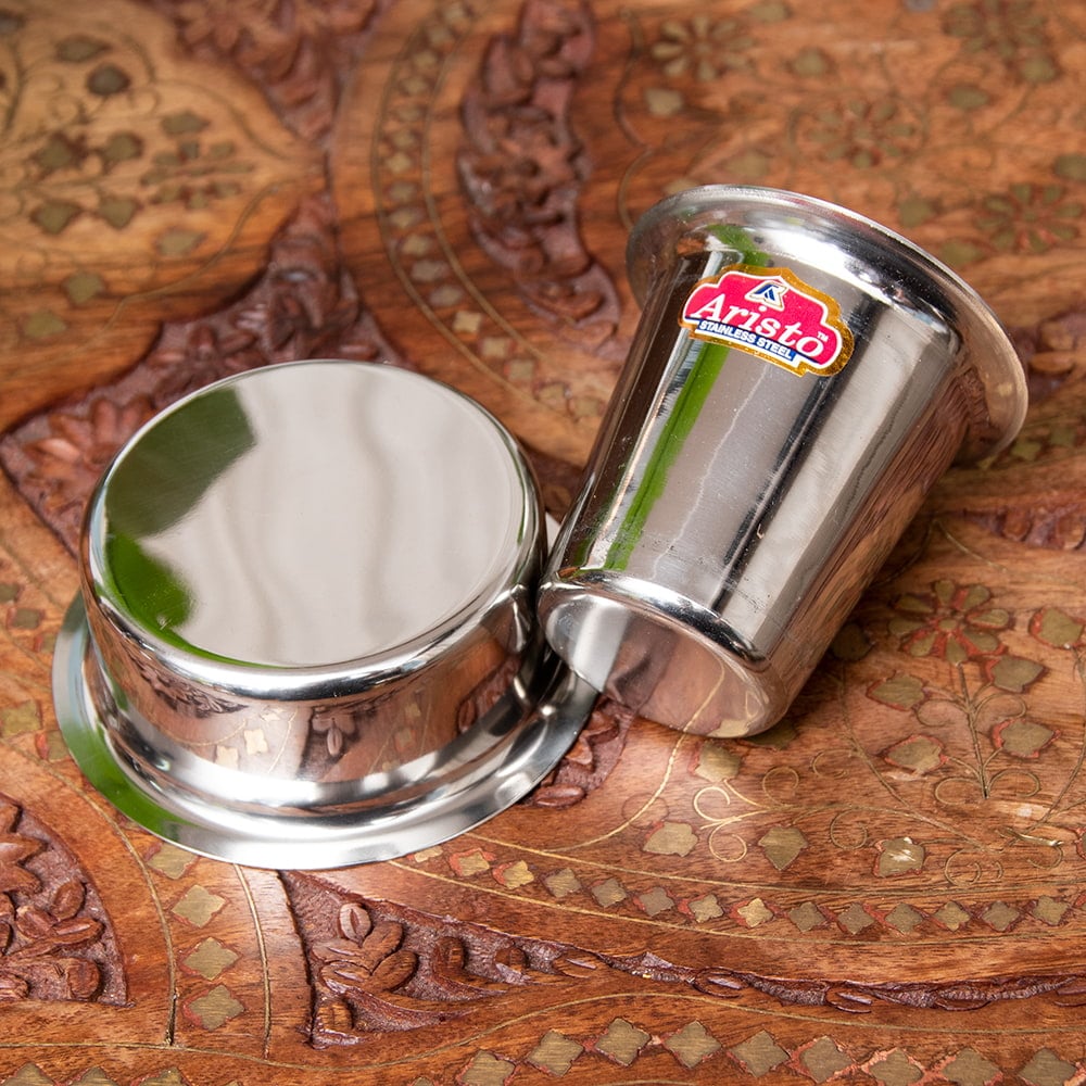 264円 輝く高品質な ステンレス 食器 カップ コーヒー 南インドのコーヒーカップとソーサーセット〔直径 約9.5cm〕 グラス チャイ