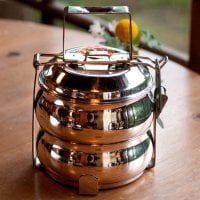 【2段】インドの弁当箱 ベーグル型[約17.5cm(取手含む)]