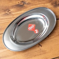 インドのステンレス製　オーバルプレート[約22cm×13cm] 約230ml(ID-TBLWR-509)