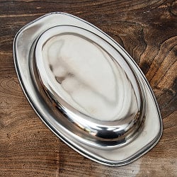 インドのステンレス製　オーバルプレート[約22cm×13.5cm] - サブ4