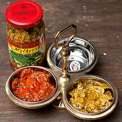 持ち手付き！インドのピクルスホルダー【槌目仕上げのスプーンおまけ付き】 - サブ5