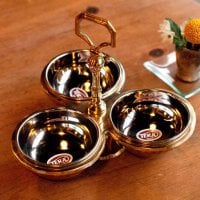 持ち手付き!インドのピクルスホルダー【槌目仕上げのスプーンおまけ付き】