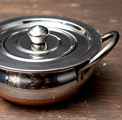 【蓋と持ち手付き】ハンディ - インドの鍋【直径約17.5cm】 - サブ4