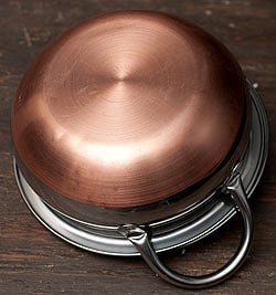 【蓋と持ち手付き】ハンディ - インドの鍋【直径約17.5cm】 - サブ5