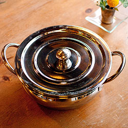 【蓋と持ち手付き】ハンディ - インドの鍋【直径約20cm】 - サブ2