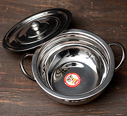 【蓋と持ち手付き】ハンディ - インドの鍋【直径約20cm】 - サブ3