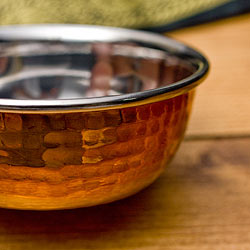 インドの銅装飾　高級カトリ【高さ：約3.8cm×直径：約8.8cm　約150ml】 - サブ3