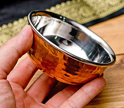 インドの銅装飾　高級カトリ【高さ：約3.8cm×直径：約8.8cm　約150ml】 - サブ5