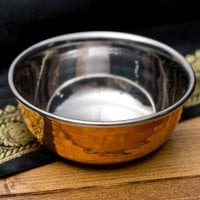 インドの銅装飾 高級カトリ【高さ:約3.8cm×直径:約8.8cm 約150ml】(ID-TBLWR-542)