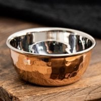 インドの銅装飾 高級カトリ【高さ:3.5cm×直径:8.2cm 約100ml】(ID-TBLWR-543)