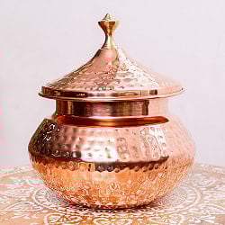 【蓋付き・大きめ】高級ハンディカダイ - インドの鍋〔直径18cm　約2100ml〕 - サブ2