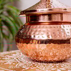 【蓋付き・大きめ】高級ハンディカダイ - インドの鍋〔直径18cm　約2100ml〕 - サブ3