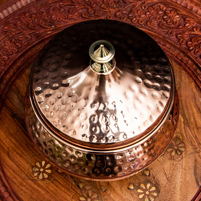 【蓋付き】ハンディカダイ - インドの鍋【直径15cm】 2 - 上からの様子です。