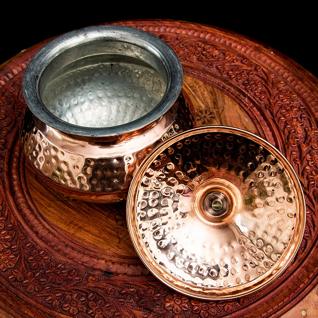 [インド品質]【蓋の取っ手なし】高級ハンディカダイ - インドの鍋【直径18cm】 5 - 写真