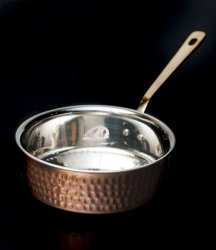 槌目付き 銅装飾のロイヤルソースパン（16.5cm×5cm）の商品写真