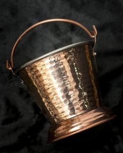 槌目付き 銅装飾のアイスペール　カレーサーバー 　直径：約10.5cm 高さ：約11cm - サブ3