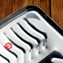 インドのステンレス製 バナナリーフプレート[約34.5cm] - サブ4